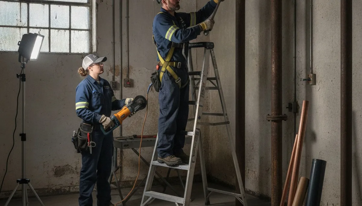 Plumber repairing a pipe in Concord, MA for residential plumbing service